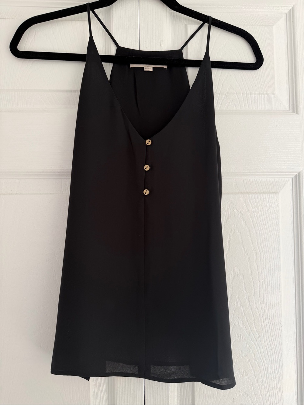 LOFT Black V-Neck Spaghetti Strap Cami with Button Front